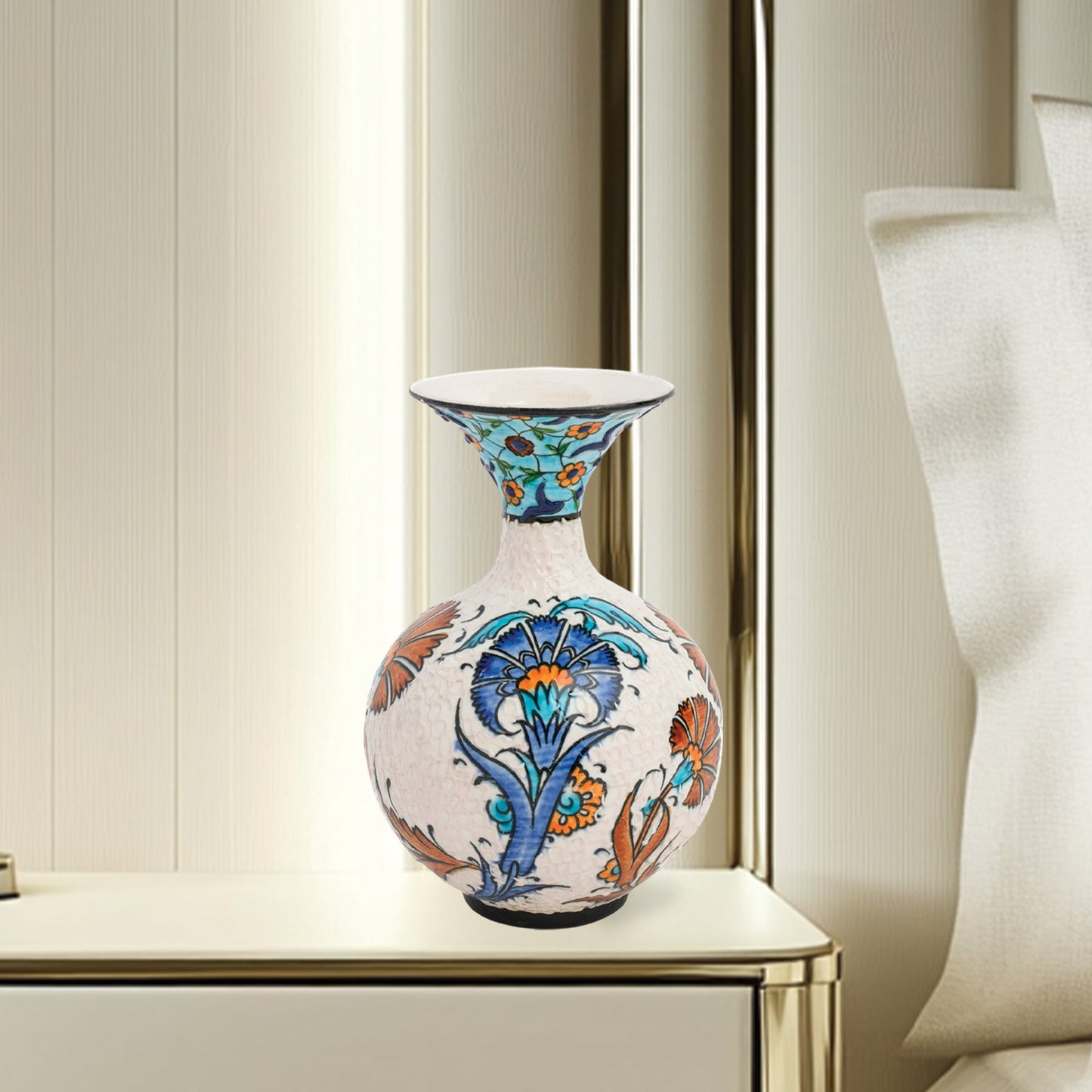 Handmade Ceramic Decorative Vase, Ottoman Bloom Ceramic Vase