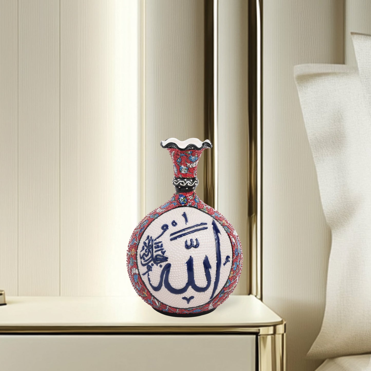 Handmade Ceramic Decorative Vase, Calligraphy Ceramic Vase