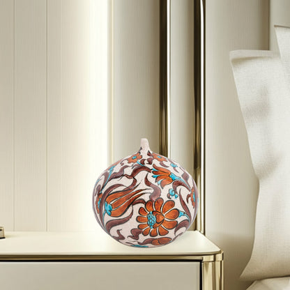 Handmade Ceramic Decorative Vase, Floral Sphere Ceramic Vase