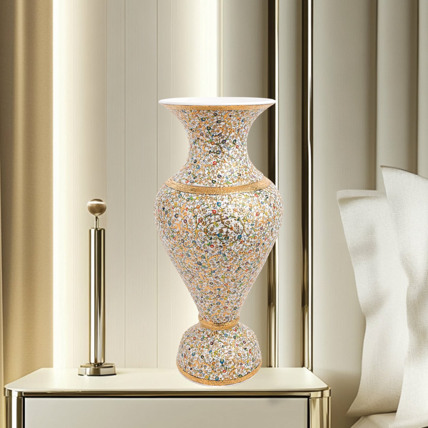 Handmade Ceramic Decorative Vase, Golden Bloom Ceramic Vase, Golden Vase