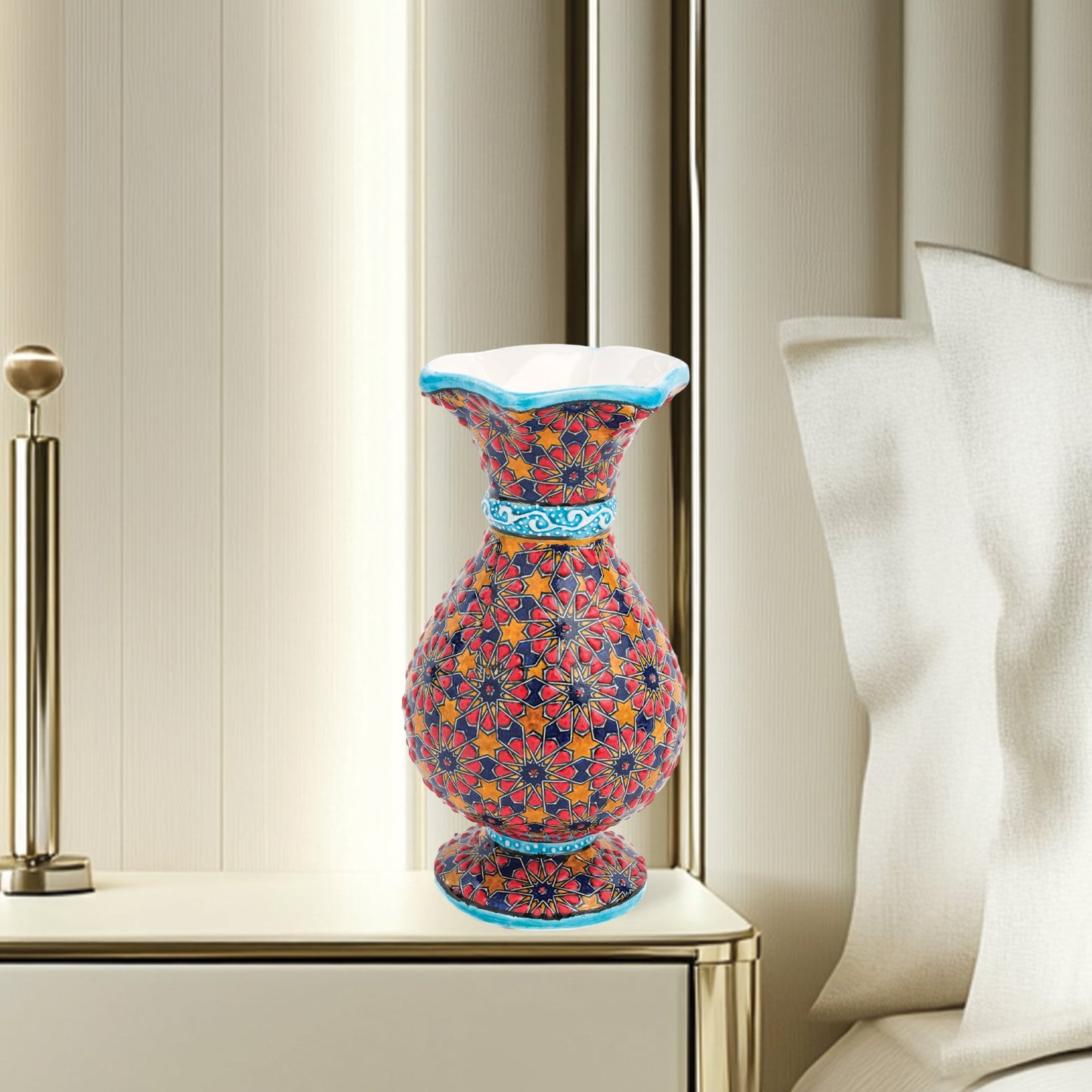 Handmade Ceramic Decorative Vase, Moroccan Star Ceramic Vase