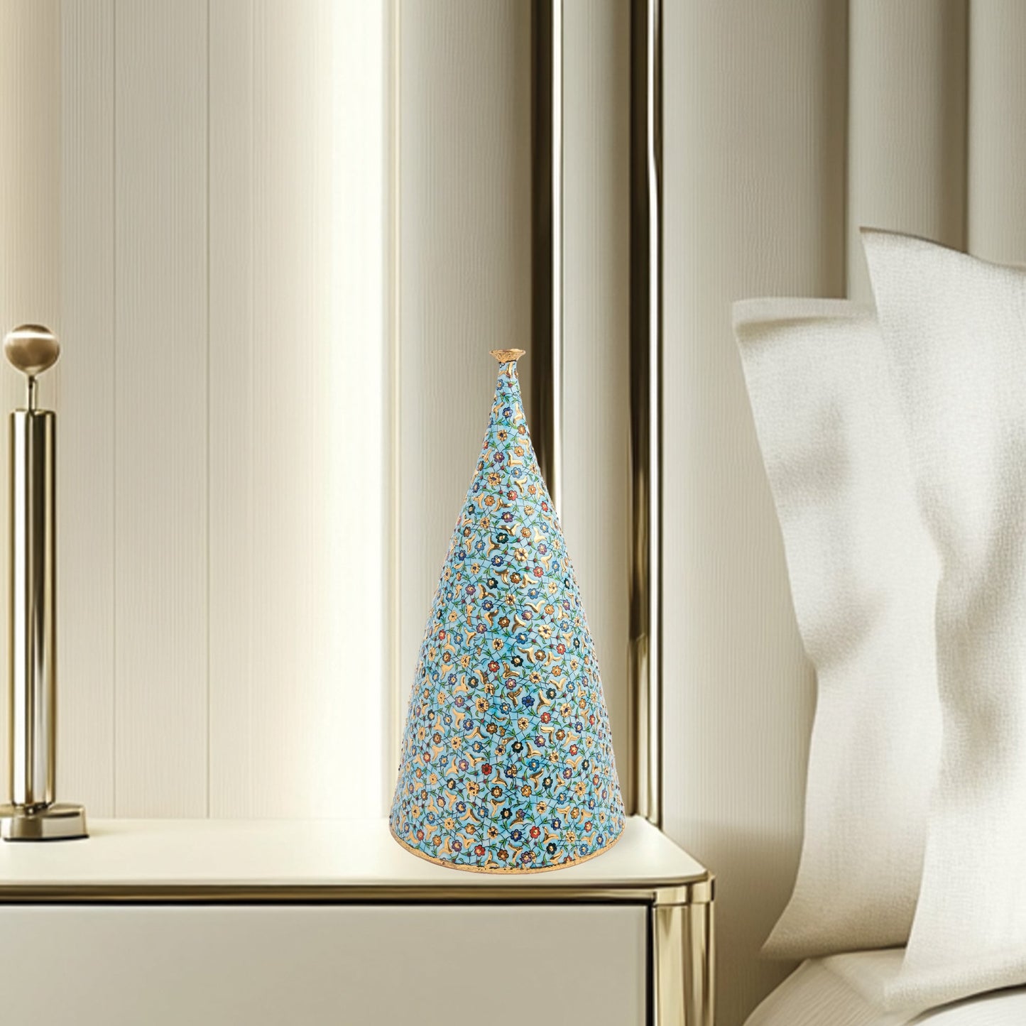 Handmade Ceramic Decorative Vase, Ottoman Blossom Ceramic Vase, Golden Vase