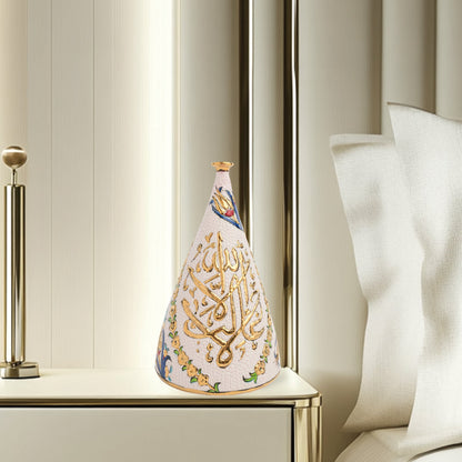 Handmade Ceramic Decorative Vase, Royal Calligraphy Ceramic Vase, Golden Vase