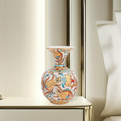 Handmade Ceramic Decorative Vase, Golden Bloom Ceramic Vase, Golden Vase