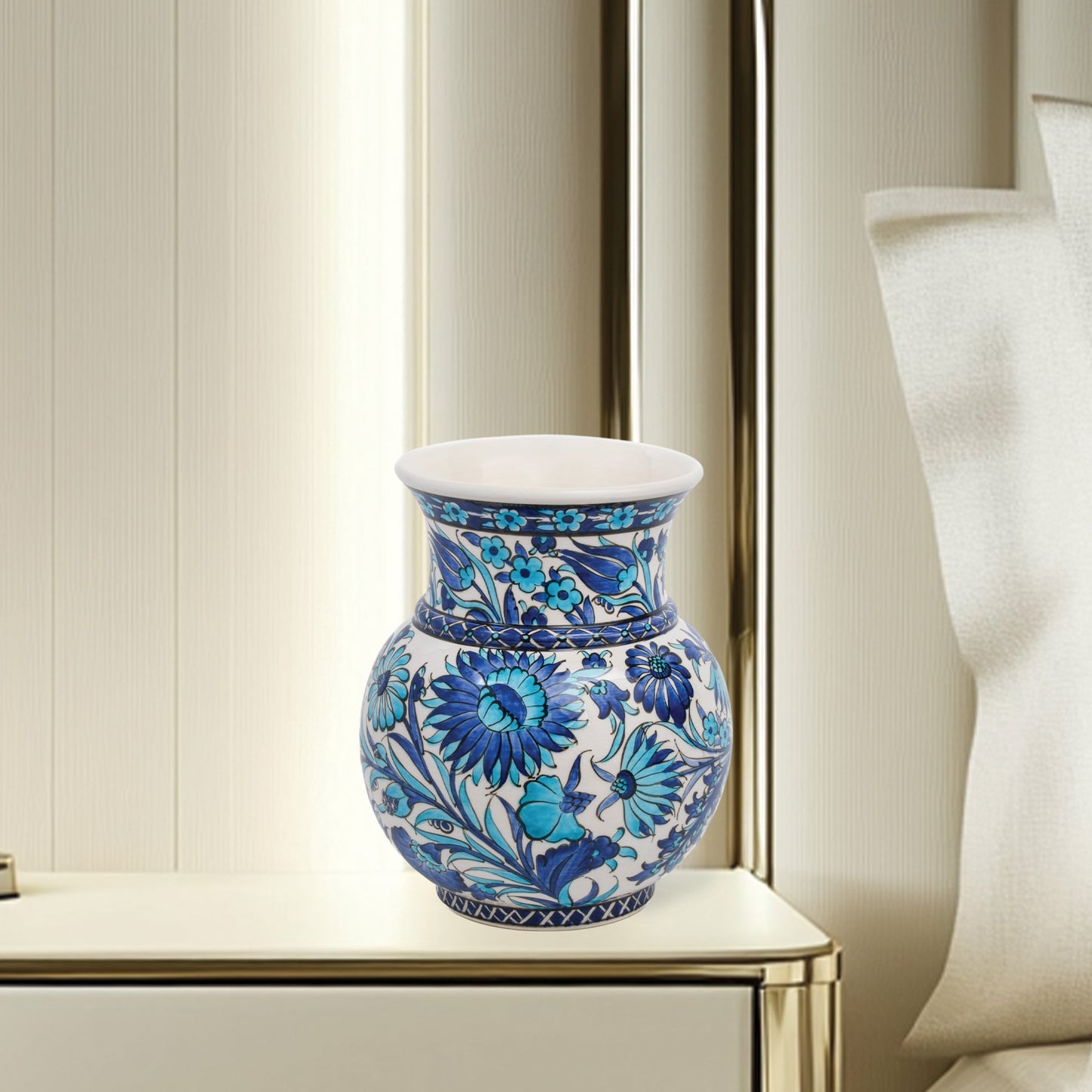 Handmade Ceramic Decorative Vase, Azure Bloom Ceramic Vase