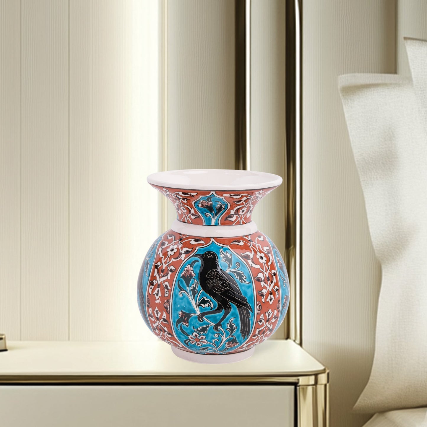 Handmade Ceramic Decorative Vase, Raven Elegance Ceramic Vase