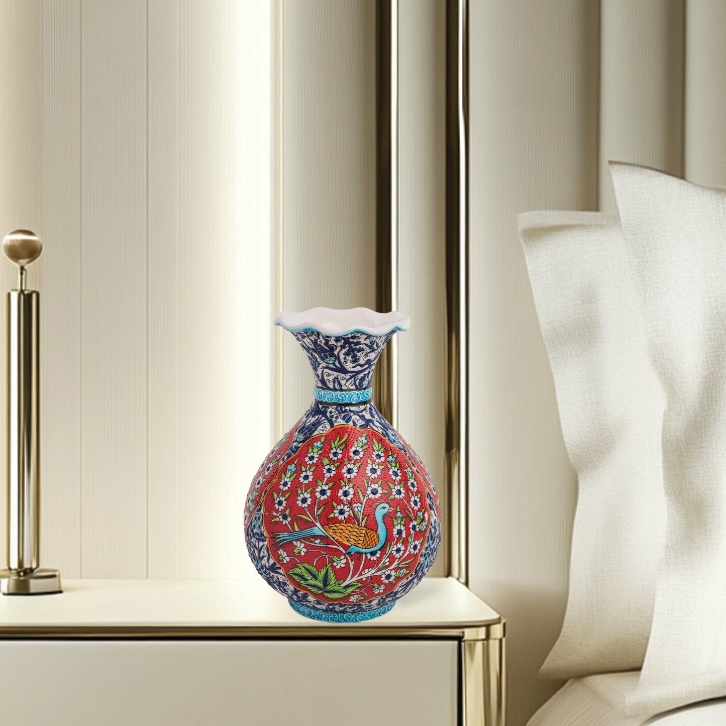 Handmade Ceramic Decorative Vase, Peacock Garden Ceramic Vase