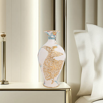 Handmade Ceramic Decorative Vase, Dervish Calligraphy Ceramic Vase, Golden Vase