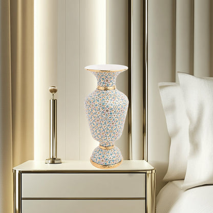 Handmade Ceramic Decorative Vase, Blossom Elegance Ceramic Vase, Golden Vase