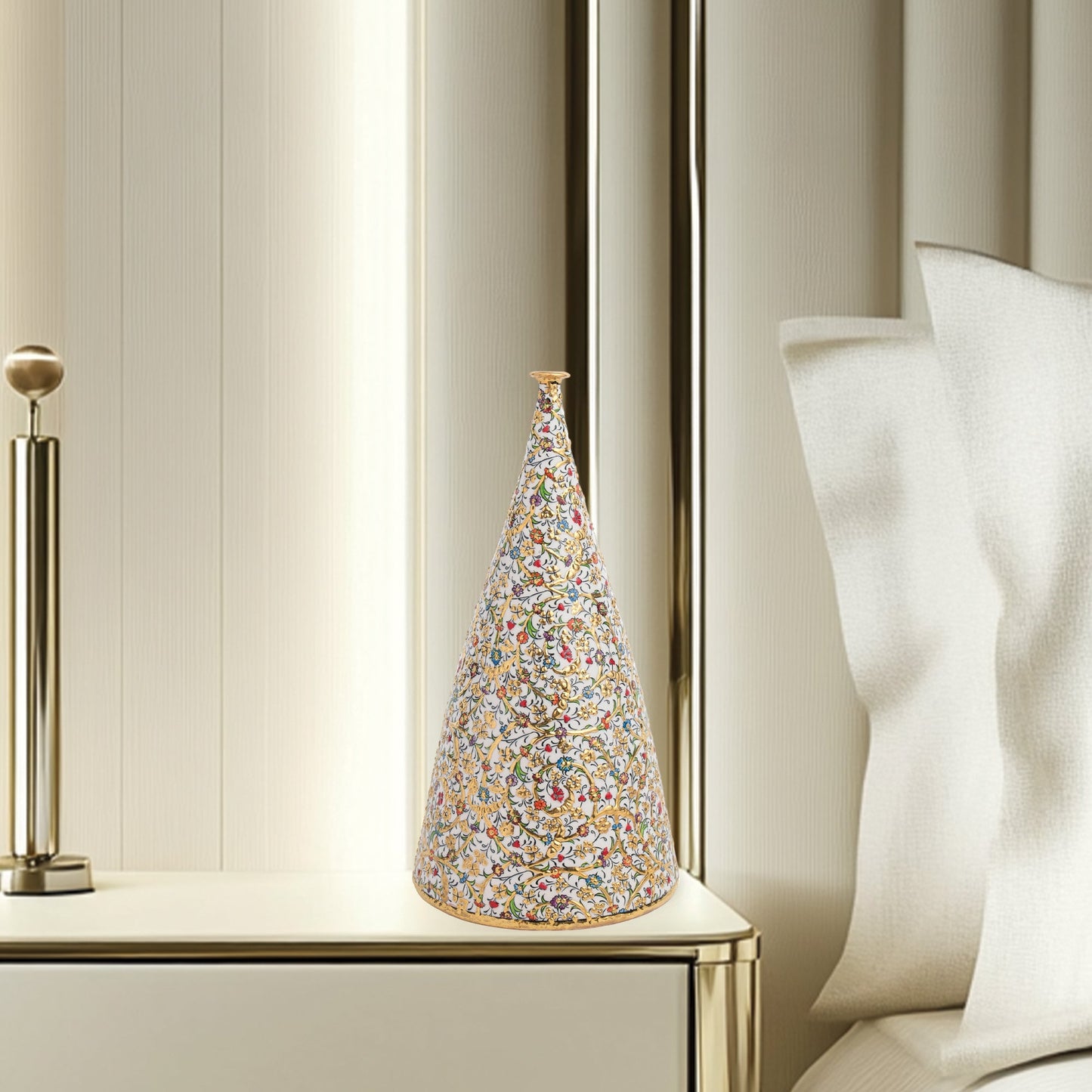 Handmade Ceramic Decorative Vase, Golden Blossom Ceramic Vase, Golden Vase