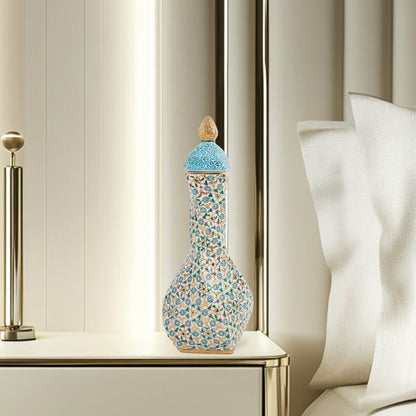 Handmade Ceramic Decorative Vase, Regal Floral Ceramic Vase, Golden Vase