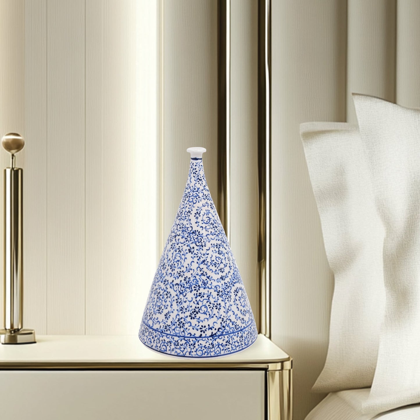 Handmade Ceramic Decorative Vase, Blue Vine Ceramic Vase
