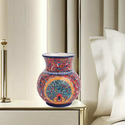 Handmade Ceramic Decorative Vase, Ornate Peacock Ceramic Vase