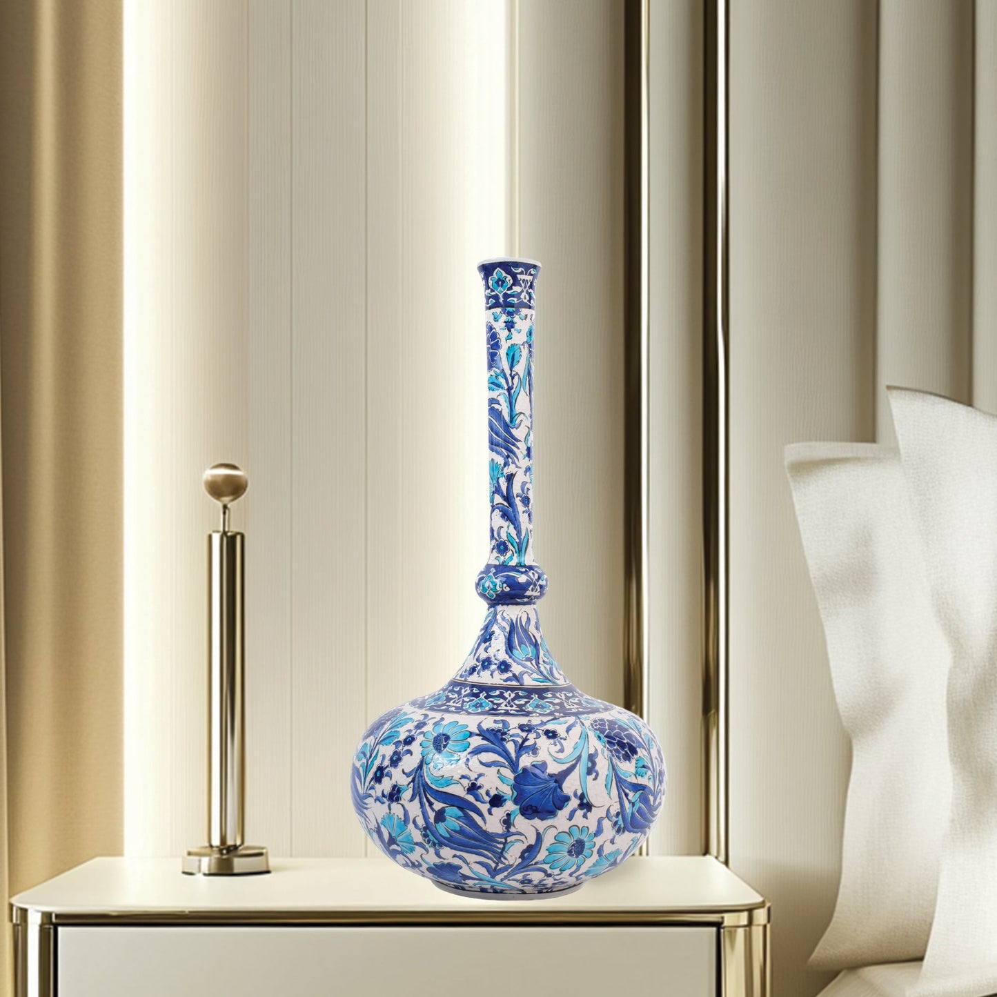 Handmade Ceramic Decorative Vase, Blue Bloom Ceramic Vase