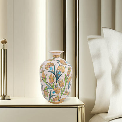 Handmade Ceramic Decorative Vase, Royal Botanica Ceramic Vase, Golden Vase