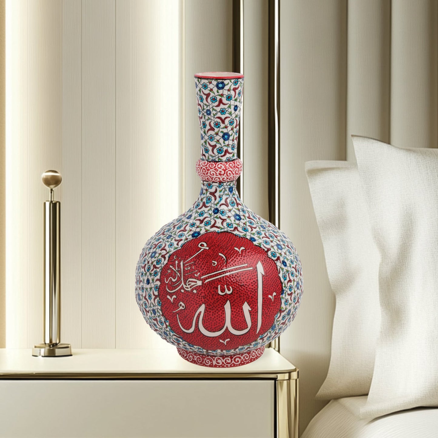 Handmade Ceramic Decorative Vase, Divine Calligraphy Ceramic Vase