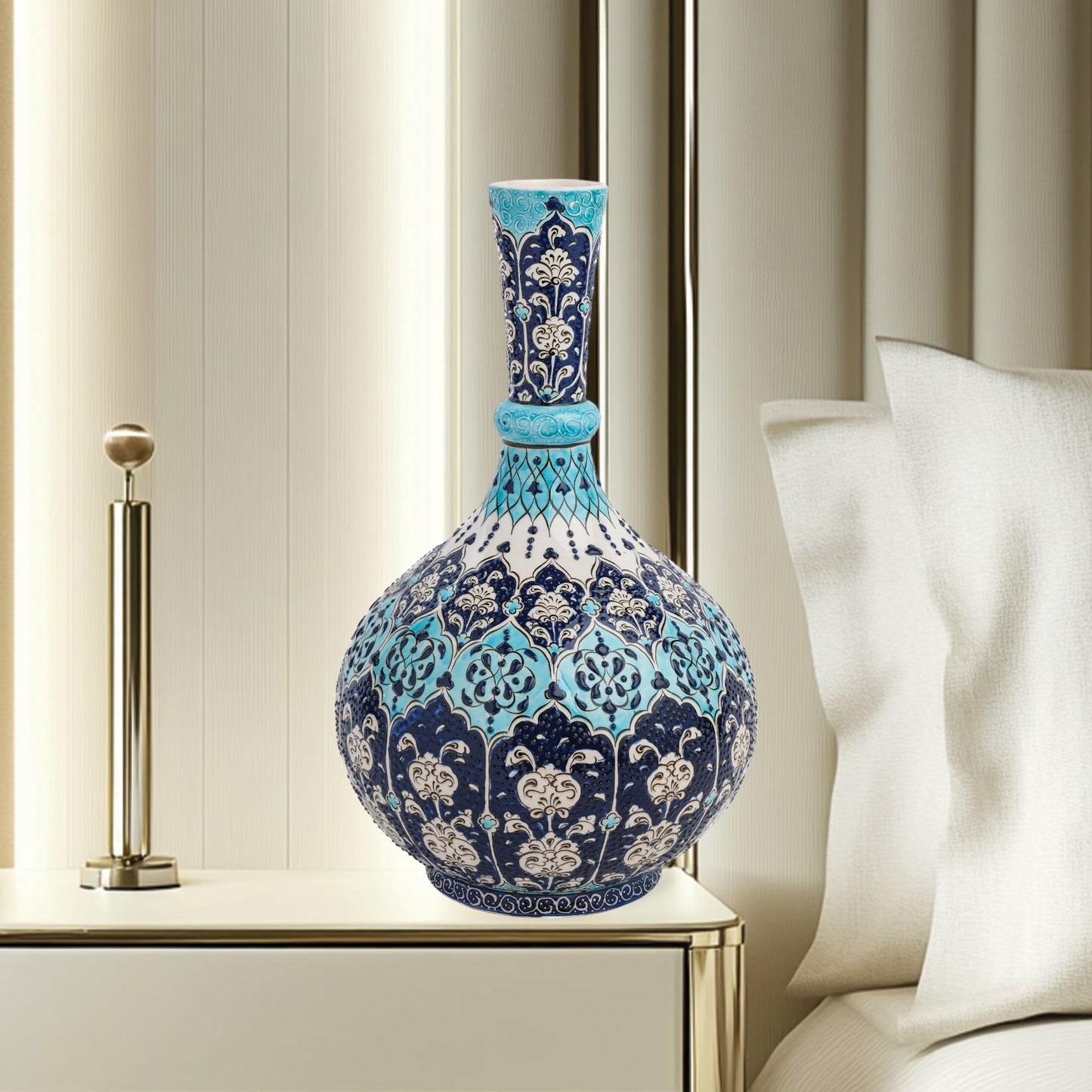 Handmade Ceramic Decorative Vase, Royal Blue Ceramic Vase