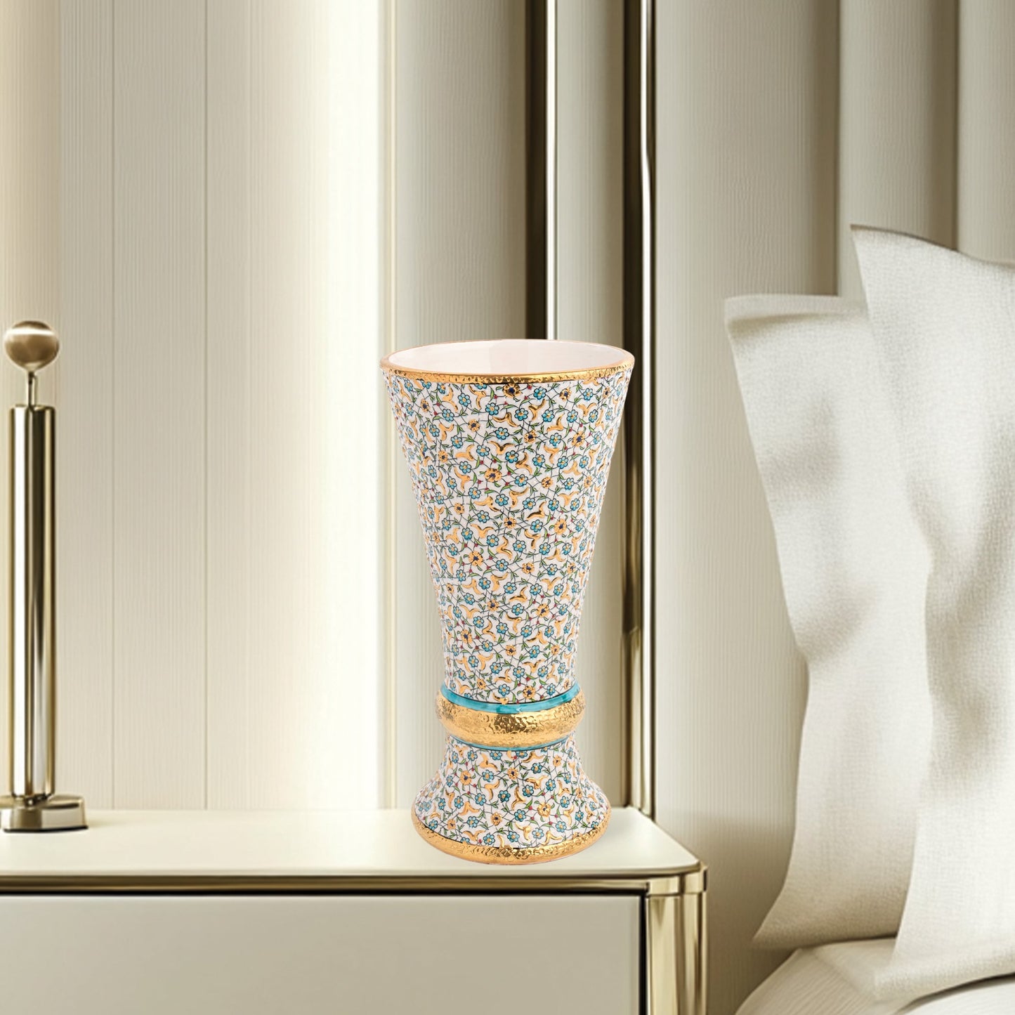 Handmade Ceramic Decorative Vase, Golden Blossom Ceramic Vase, Golden Vase