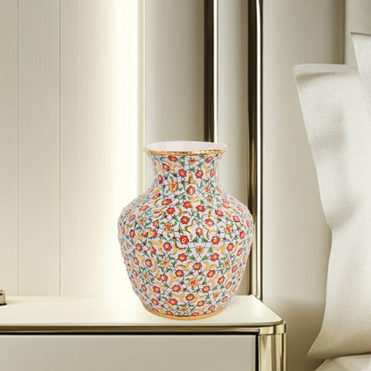 Handmade Ceramic Decorative Vase, Golden Bloom Ceramic Vase, Golden Vase