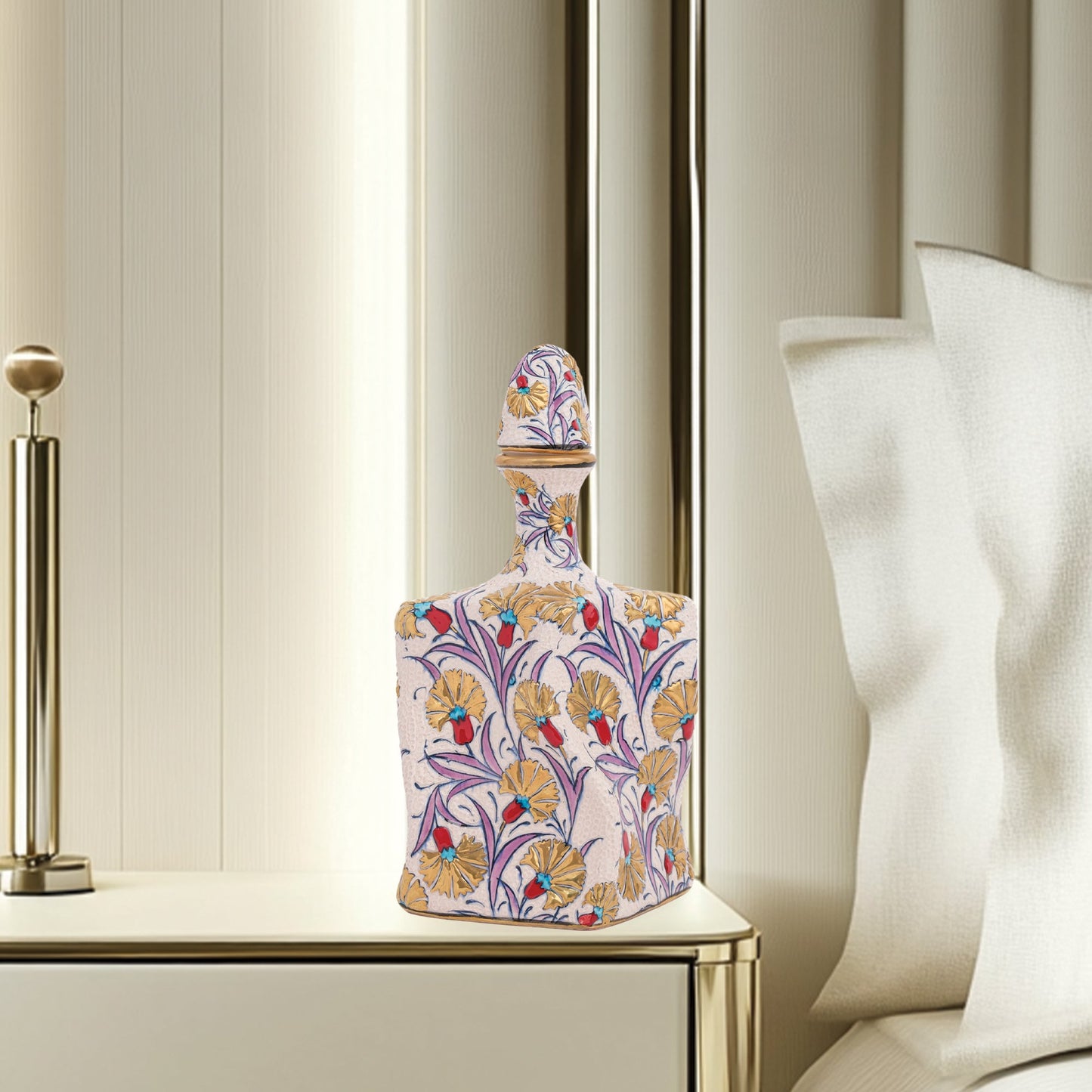 Handmade Ceramic Decorative Vase, Oriental Garden Ceramic Vase, Golden Vase