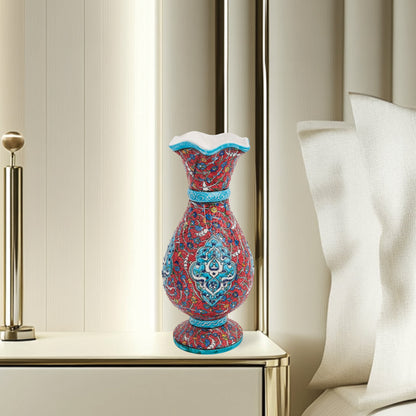 Handmade Ceramic Decorative Vase, Ottoman Scroll Ceramic Vase