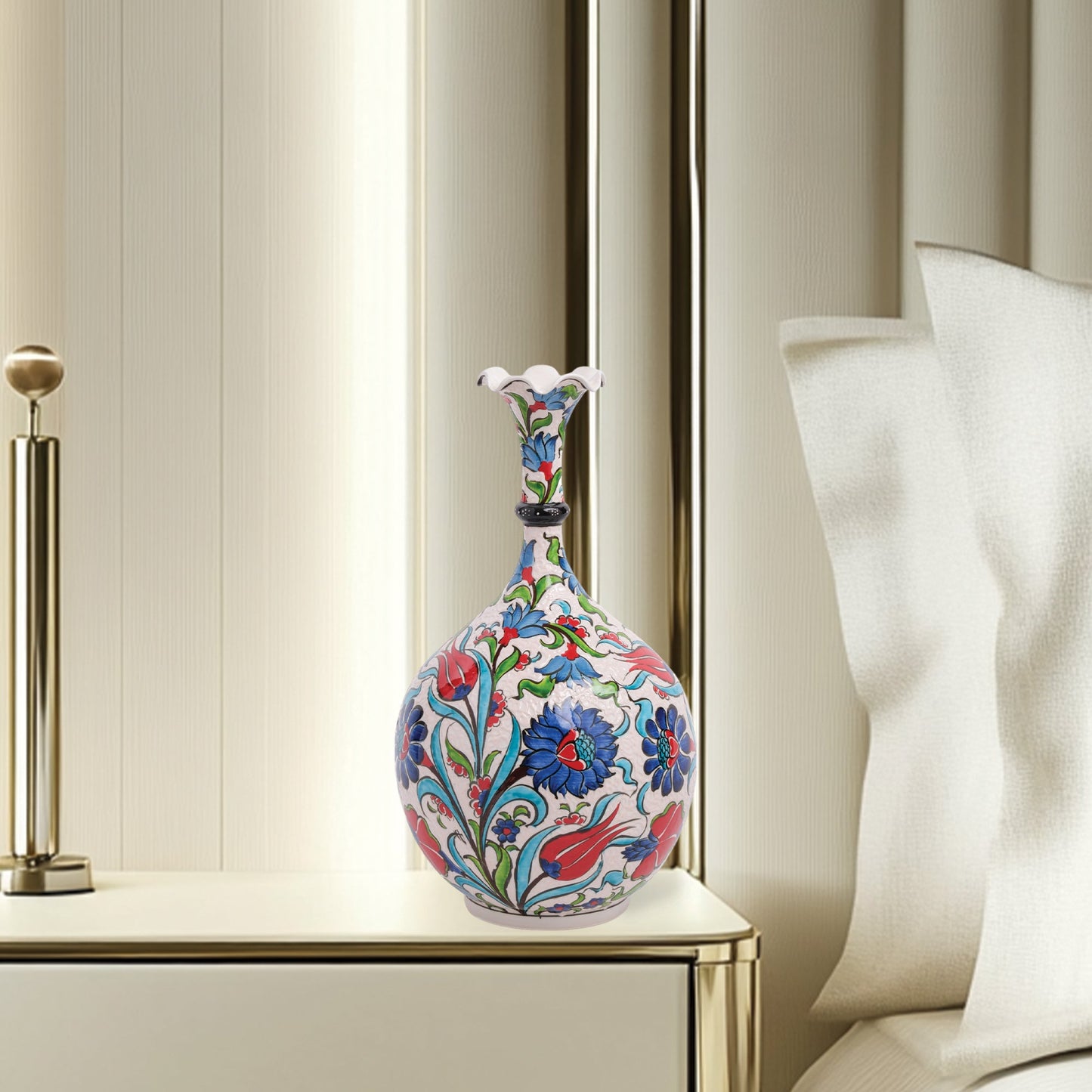 Handmade Ceramic Decorative Vase, Tulip Garden Ceramic Vase