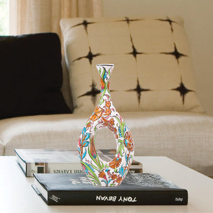 Handmade Ceramic Decorative Vase, Ornate Loop Ceramic Vase