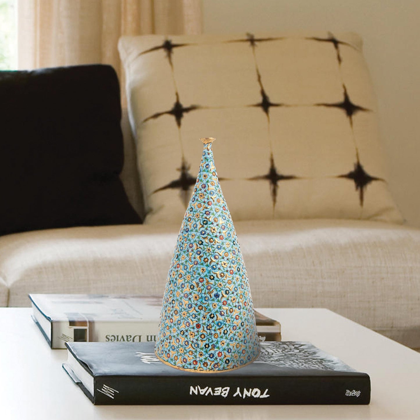 Handmade Ceramic Decorative Vase, Ottoman Blossom Ceramic Vase, Golden Vase