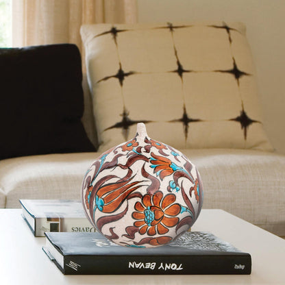 Handmade Ceramic Decorative Vase, Floral Sphere Ceramic Vase