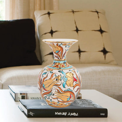 Handmade Ceramic Decorative Vase, Golden Bloom Ceramic Vase, Golden Vase