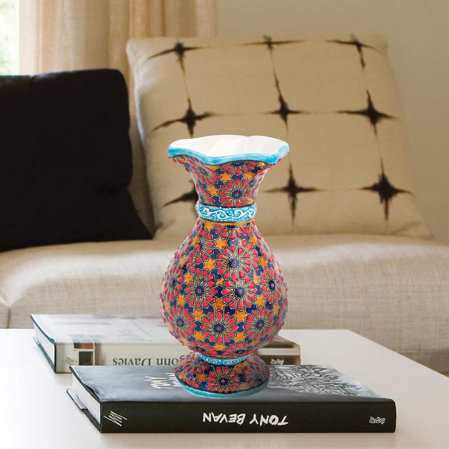 Handmade Ceramic Decorative Vase, Moroccan Star Ceramic Vase