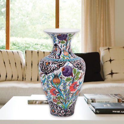 Handmade Ceramic Decorative Vase, Floral Noir Ceramic Vase