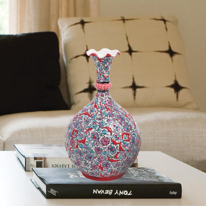 Handmade Ceramic Decorative Vase, Ruby Blossom Ceramic Vase
