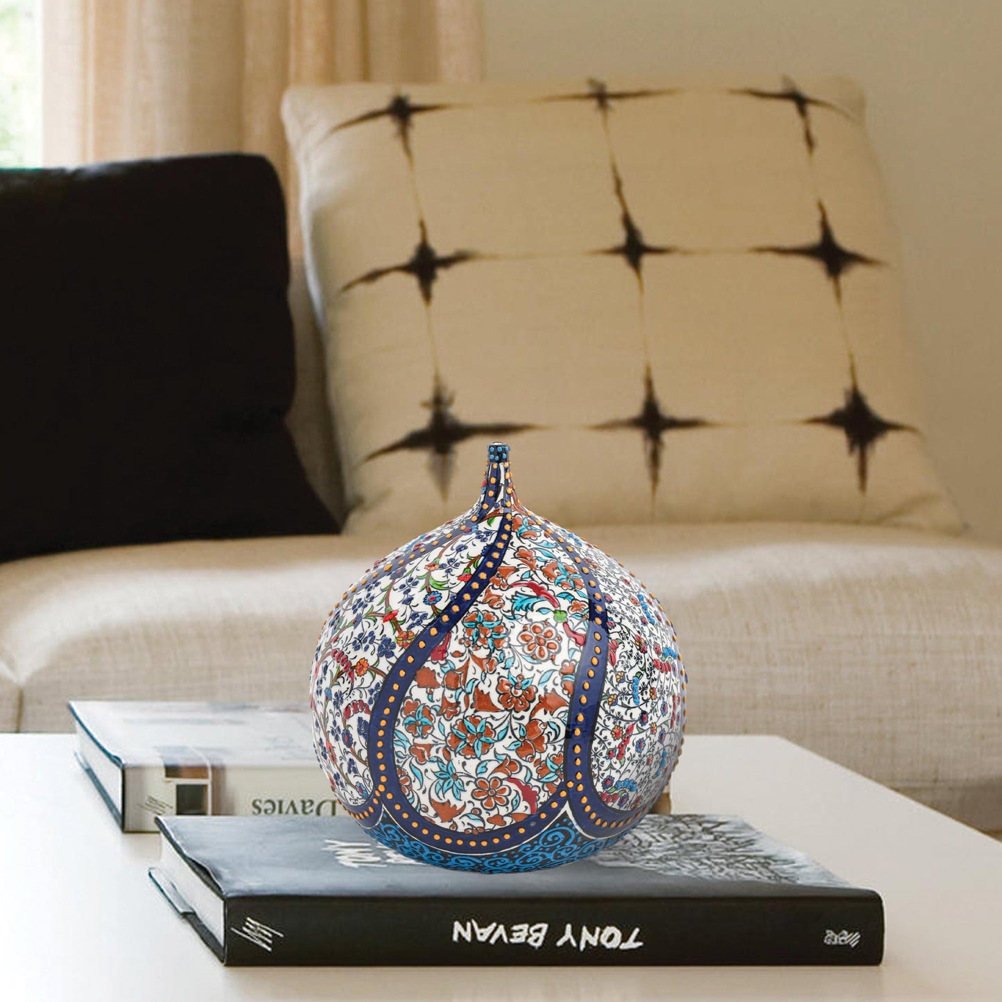 Handmade Ceramic Decorative Vase, Ornate Sphere Ceramic Vase