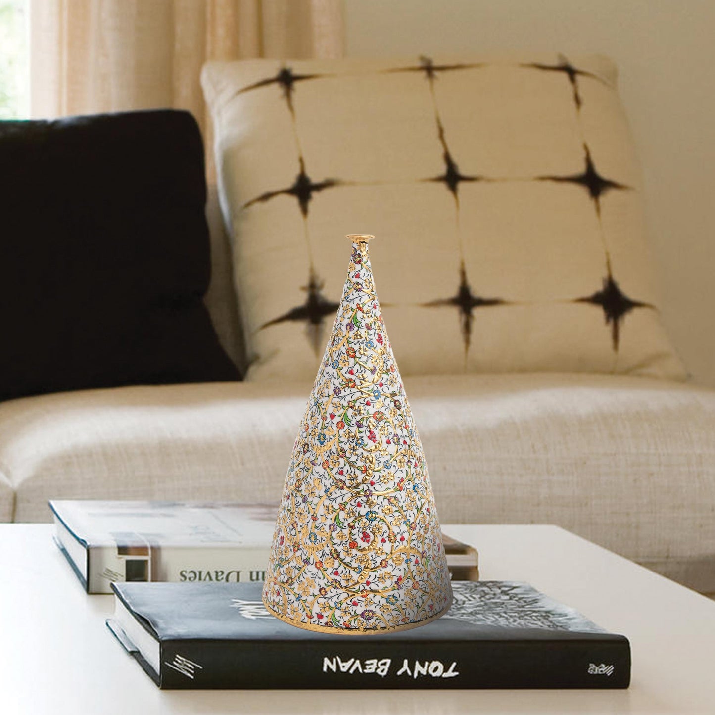 Handmade Ceramic Decorative Vase, Golden Blossom Ceramic Vase, Golden Vase