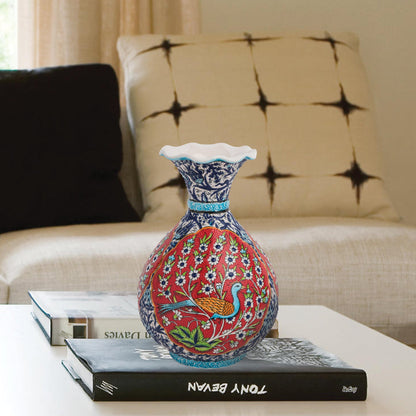 Handmade Ceramic Decorative Vase, Peacock Garden Ceramic Vase