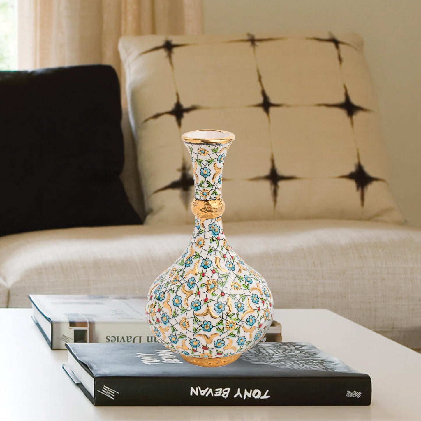 Handmade Ceramic Decorative Vase, Golden Blossom Ceramic Vase, Golden Vase