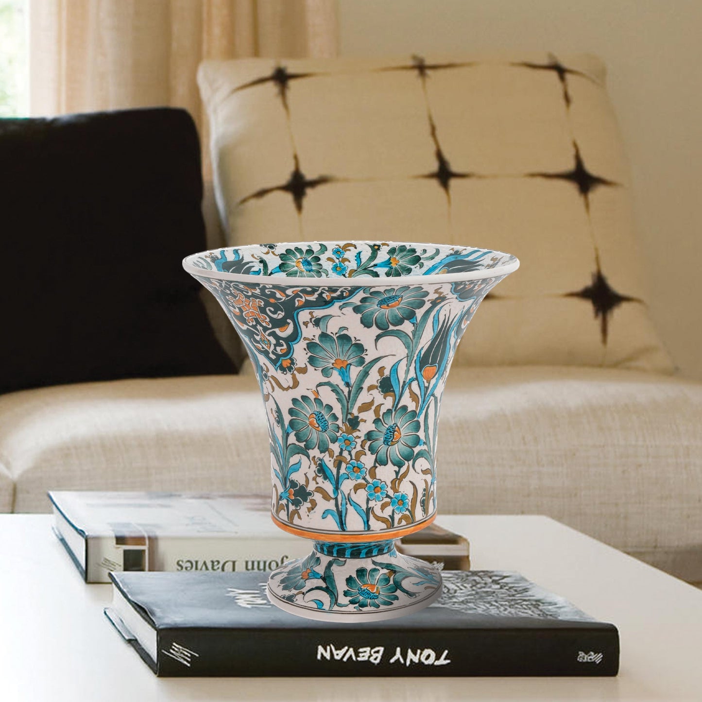 Handmade Ceramic Decorative Vase, Floral Chalice Ceramic Vase