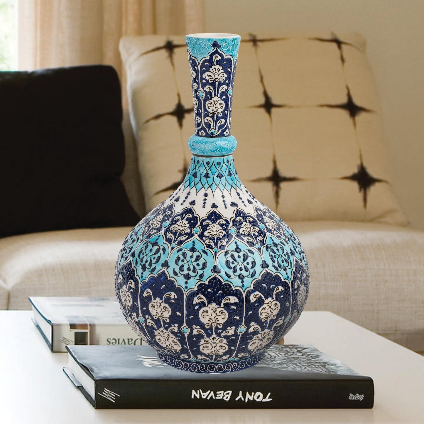 Handmade Ceramic Decorative Vase, Royal Blue Ceramic Vase