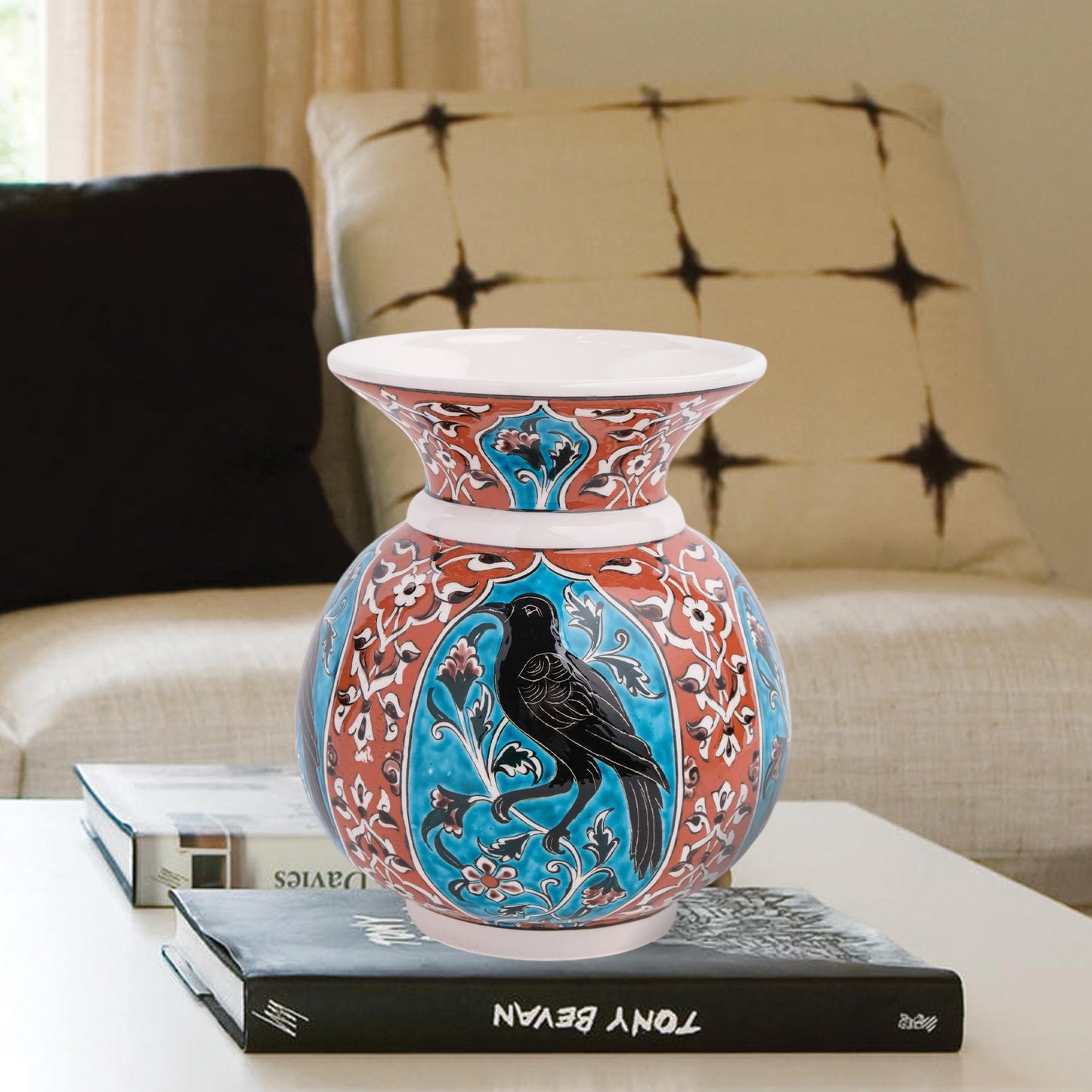 Handmade Ceramic Decorative Vase, Raven Elegance Ceramic Vase