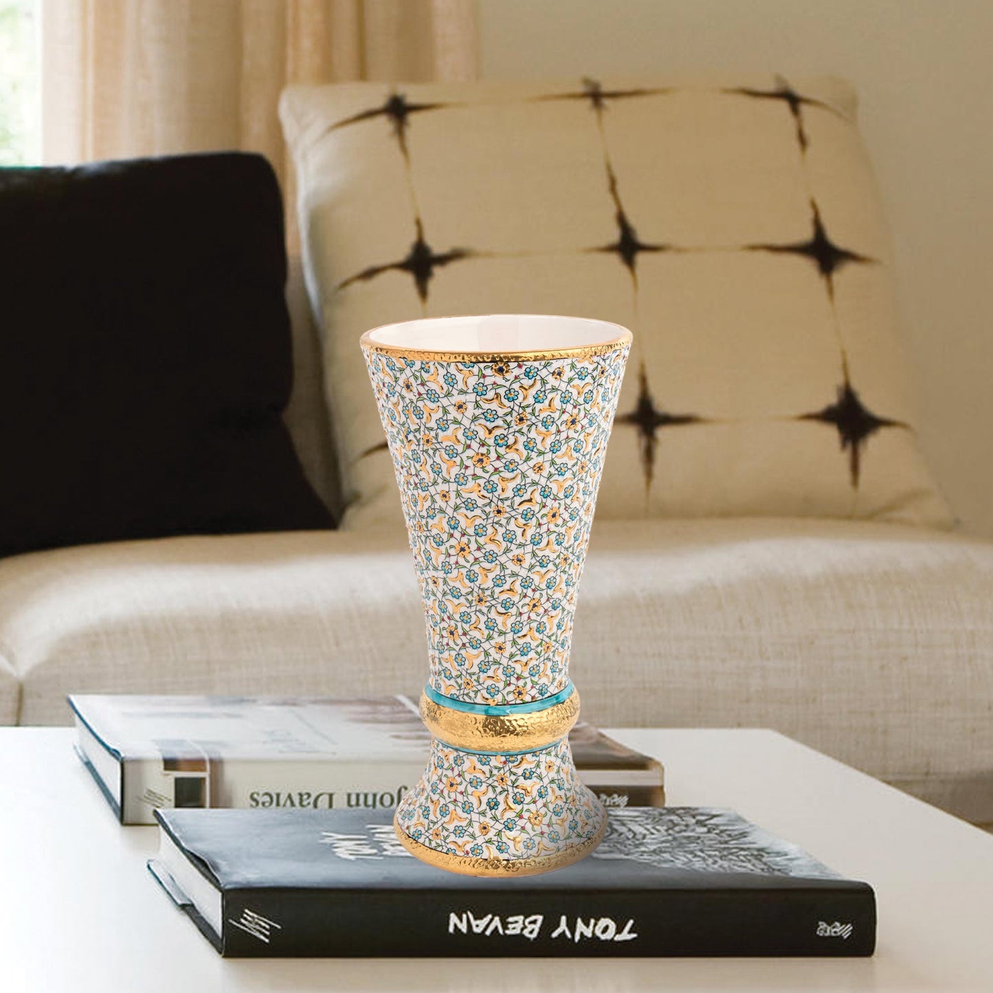 Handmade Ceramic Decorative Vase, Golden Blossom Ceramic Vase, Golden Vase