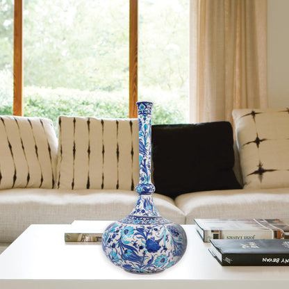 Handmade Ceramic Decorative Vase, Blue Bloom Ceramic Vase