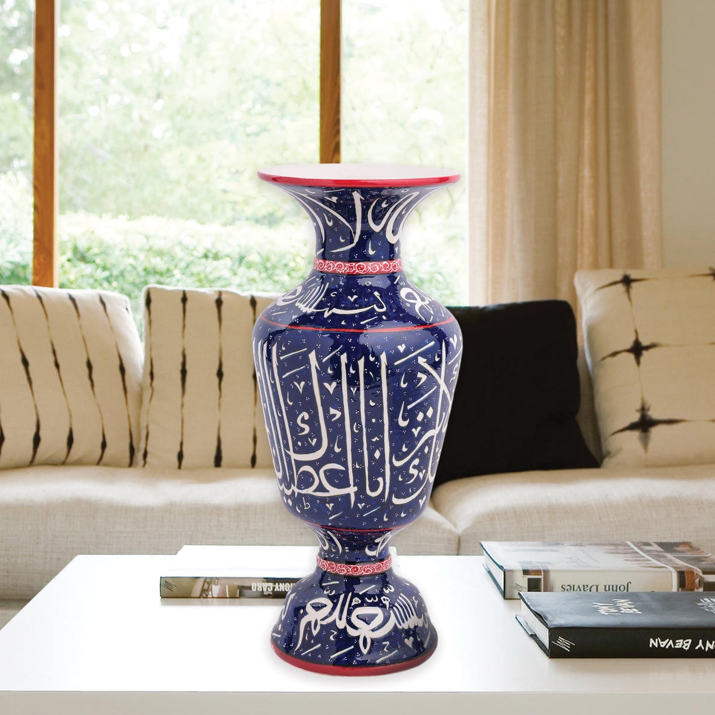 Handmade Ceramic Decorative Vase, Calligraphy Elegance Ceramic Vase