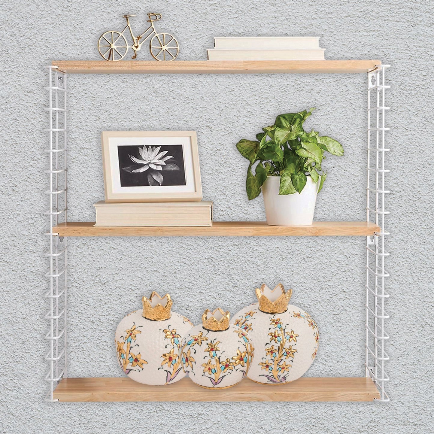 Handmade Ceramic Pomegranate Vase, Golden Vase Home Decor