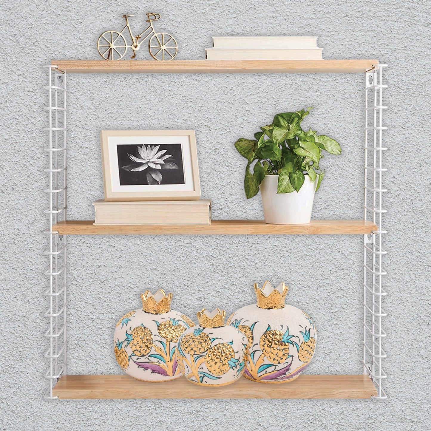 Handmade Ceramic Pomegranate Vase, Golden Vase Home Decor