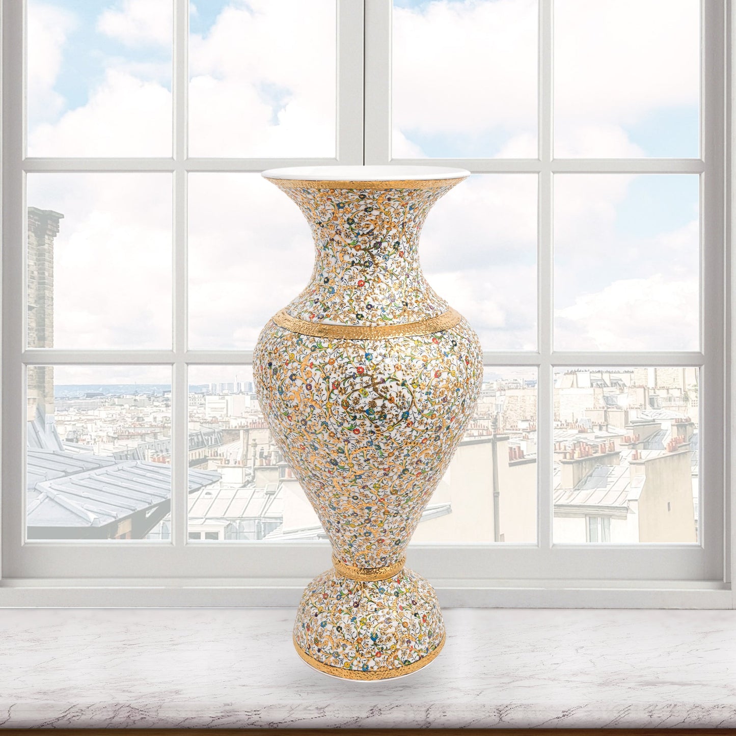 Handmade Ceramic Decorative Vase, Golden Bloom Ceramic Vase, Golden Vase