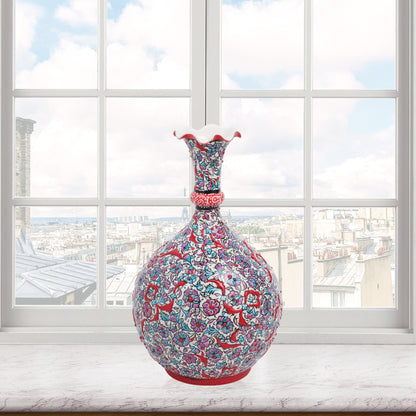 Handmade Ceramic Decorative Vase, Ruby Blossom Ceramic Vase