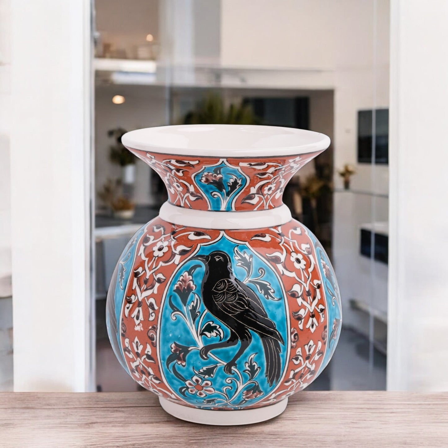 Handmade Ceramic Decorative Vase, Raven Elegance Ceramic Vase