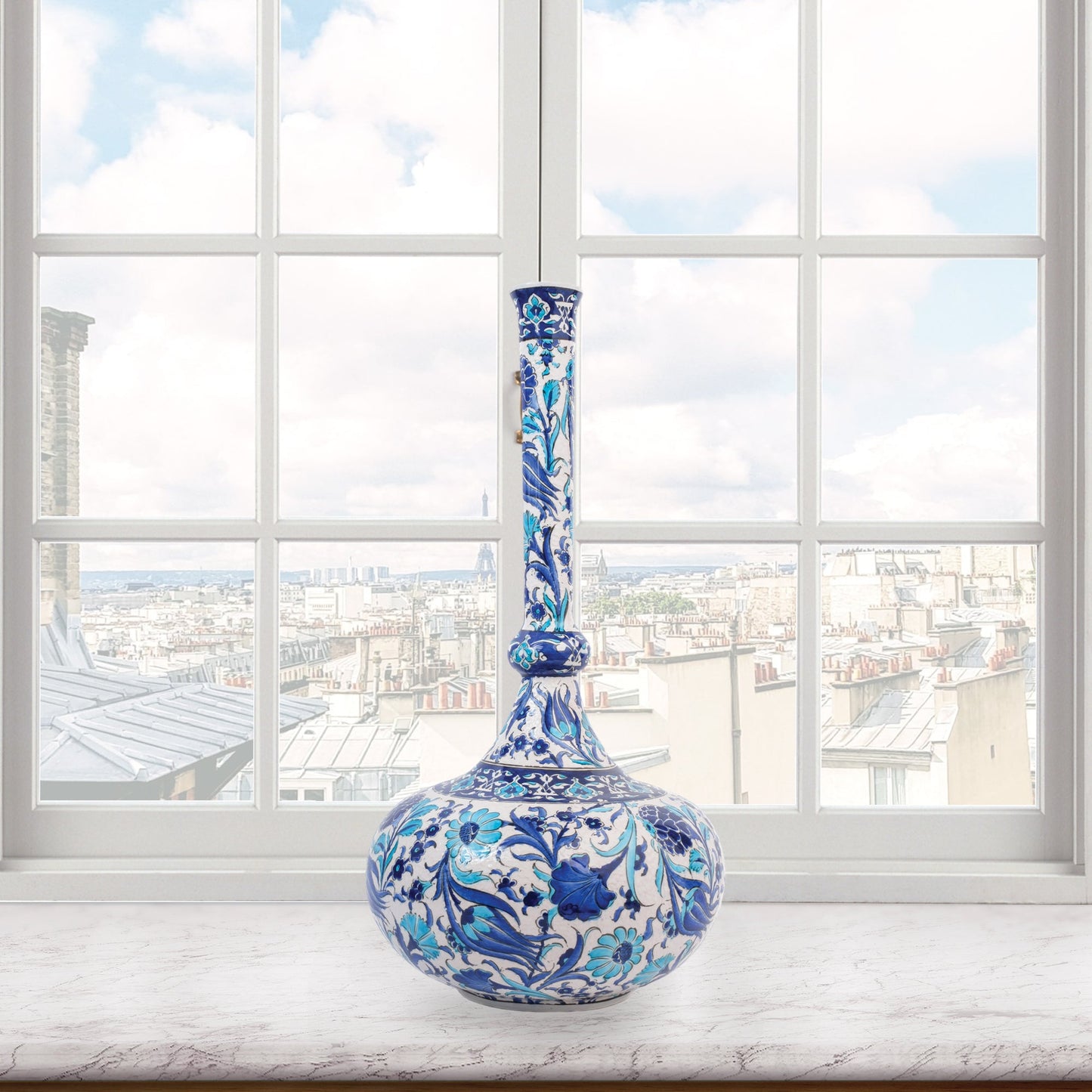 Handmade Ceramic Decorative Vase, Blue Bloom Ceramic Vase