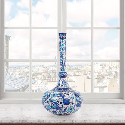 Handmade Ceramic Decorative Vase, Blue Bloom Ceramic Vase